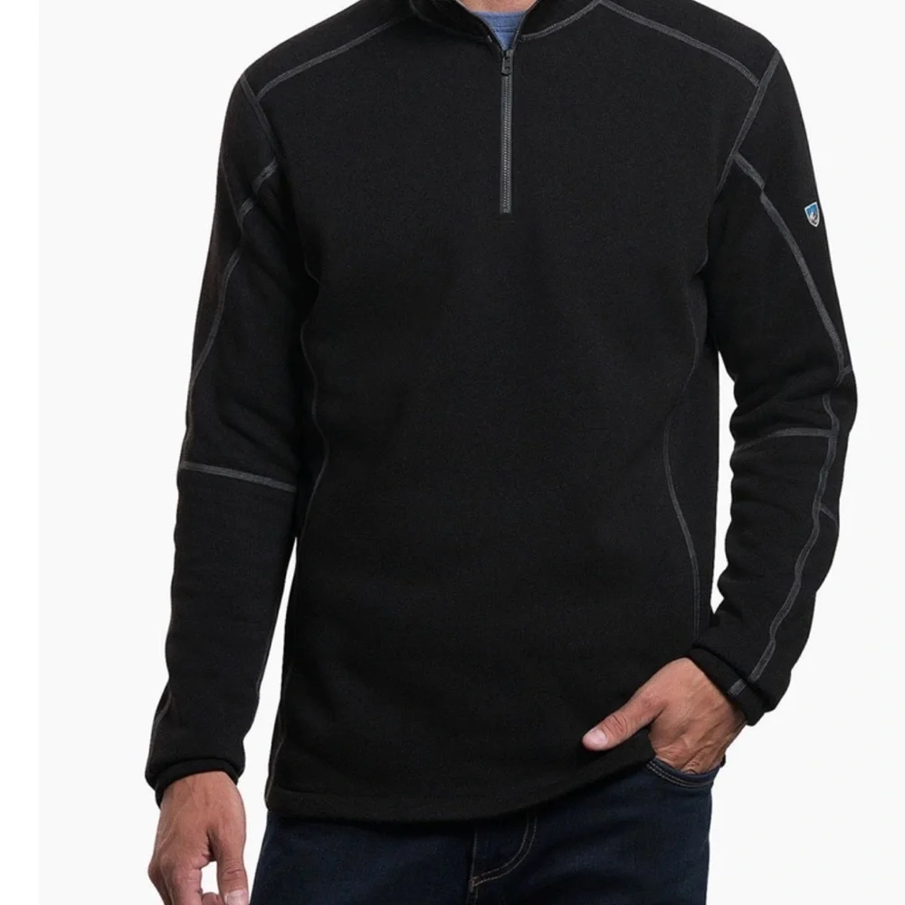 Kuhl Sweater Revel 1/4 Zip Pullover Black Hiking Men's size Large